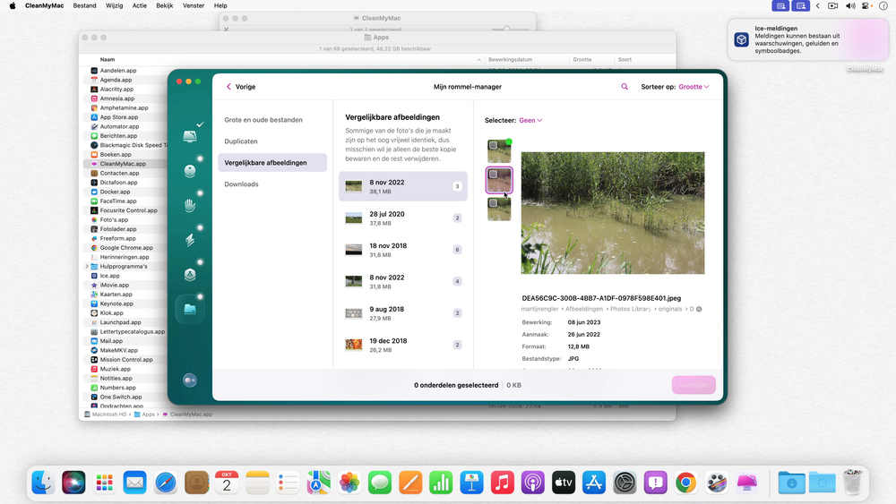 CleanMyMac herkent niet alleen afbeeldingen die exact gelijk zijn, maar ook foto’s die enorm op elkaar lijken