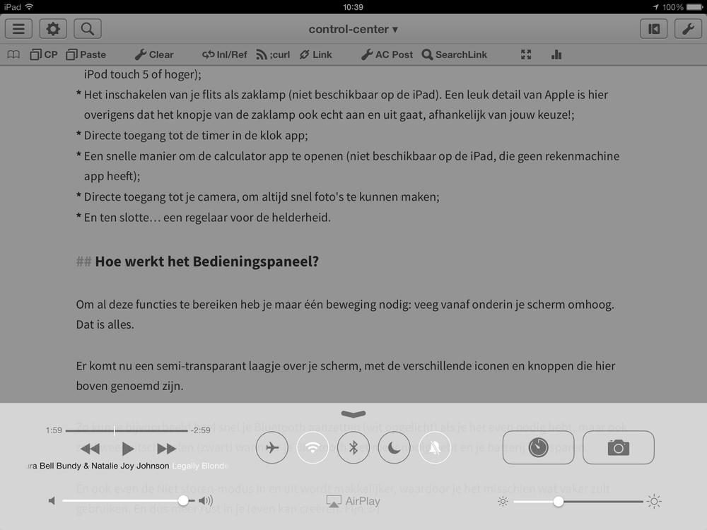 iOS 7: Het bedieningspaneel op de iPad