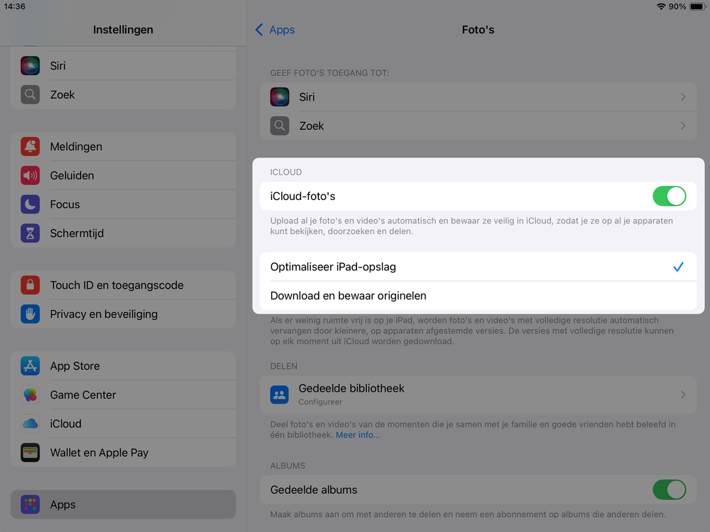 Foto opslag optimaliseren op je iPad kan veel ruimte schelen