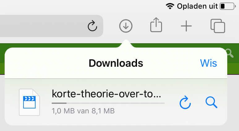 Safari laat een voortgangsindicator zien voor de download