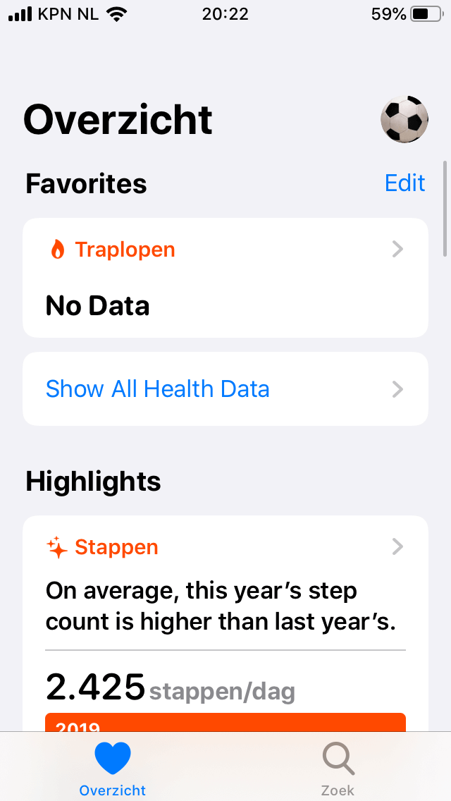 Het nieuwe Gezondheid Dashboard op een iPhone SE