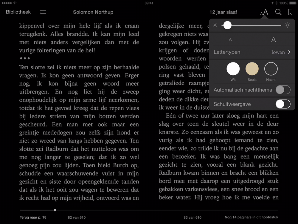 iPad lezen in bed: scherm donker zetten