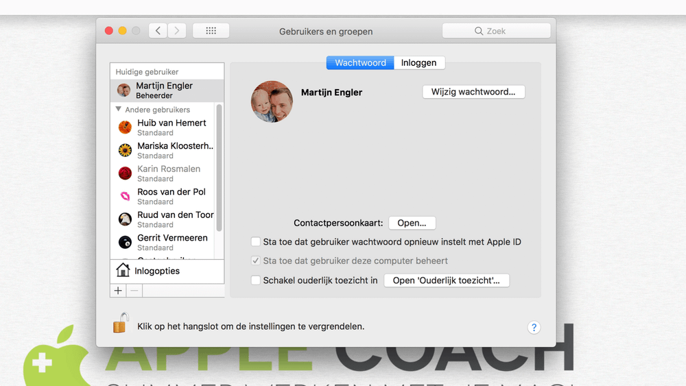 Een Mac met meerdere accounts in de Systeemvoorkeuren