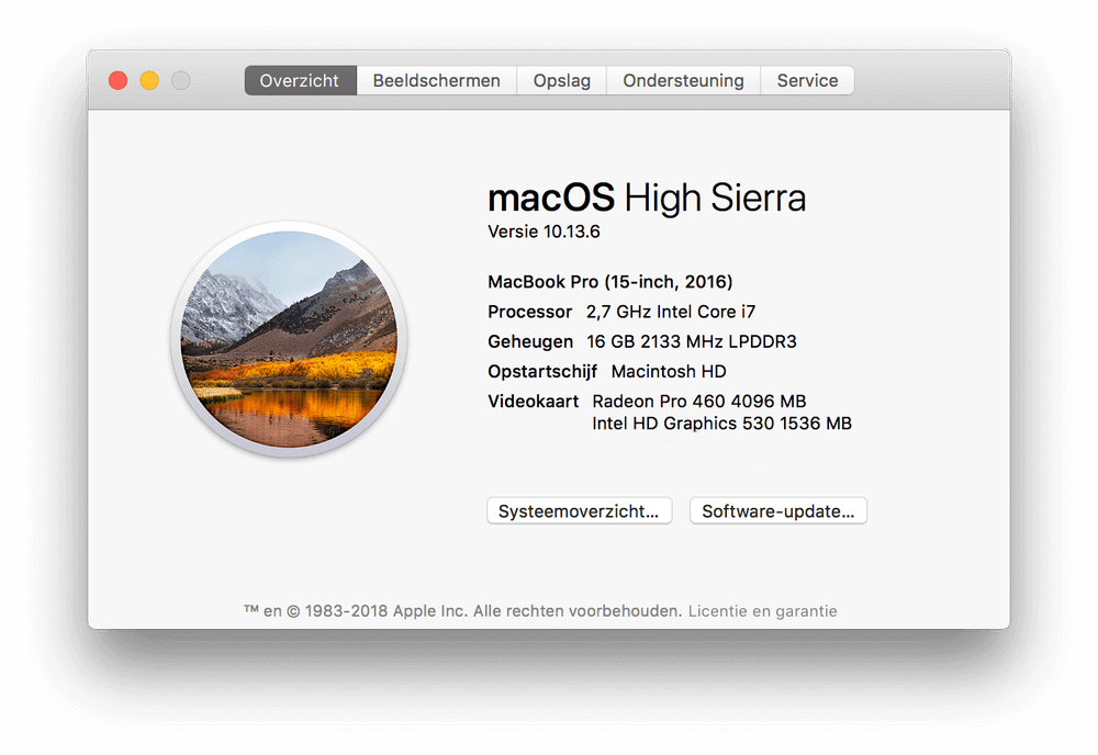 De specificaties van je Mac vindt je bij "Over deze Mac"