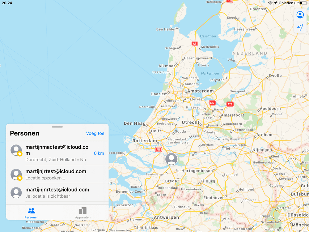 Op de kaart zie je precies waar alles en iedereen is