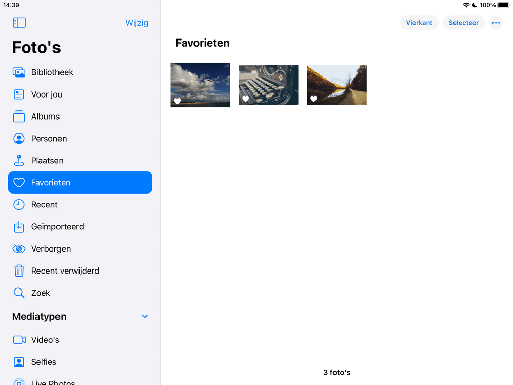 De iPad gebruikt nu ook een zijbalk in apps als Foto's